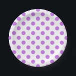 Lilac- und Weißpolka-Punkte Pappteller<br><div class="desc">Lilac- und Weißpolka-Punkte</div>