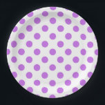 Lilac- und Weißpolka-Punkte Pappteller<br><div class="desc">Lilac- und Weißpolka-Punkte</div>