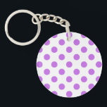 Lilac- und Weißpolka-Punkte Schlüsselanhänger<br><div class="desc">Lilac- und Weißpolka-Punkte</div>