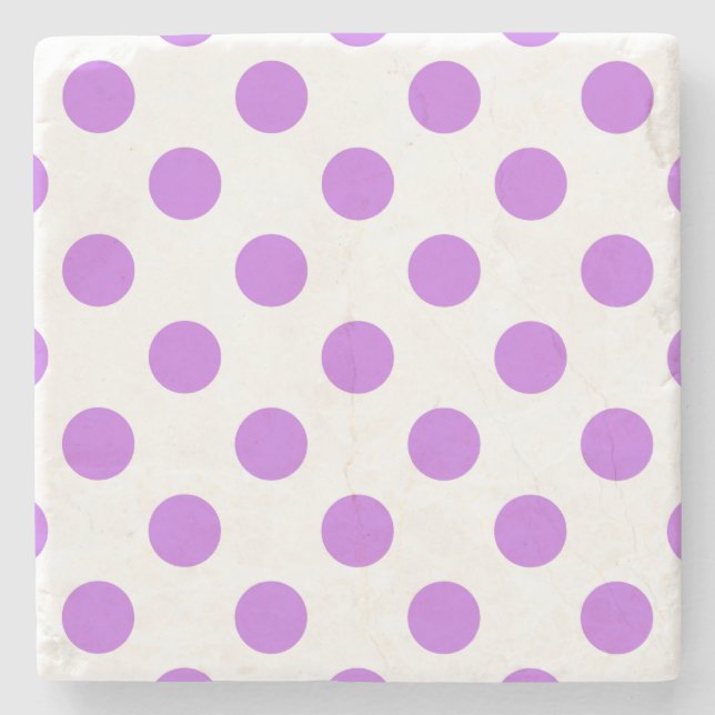 Lilac- und Weißpolka-Punkte Steinuntersetzer (Vorderseite)