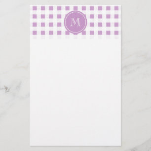 Lilac und White Gingham, Ihre Monogramm Briefpapier