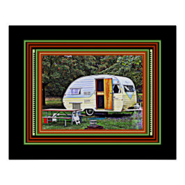 Lilac und Yellow Sweet Vintag Camper Trailer Poster