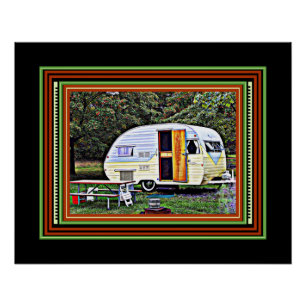Lilac und Yellow Sweet Vintag Camper Trailer Poster