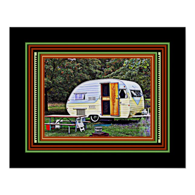 Lilac und Yellow Sweet Vintag Camper Trailer Poster (Vorderseite)