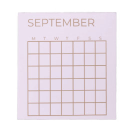 Lilac Undated September Calendar for Planner Notizblock