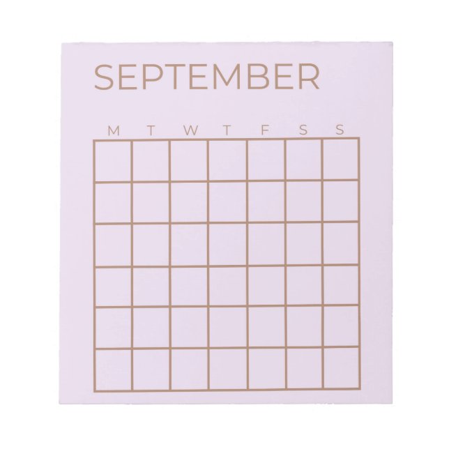 Lilac Undated September Calendar for Planner Notizblock (Vorderseite)