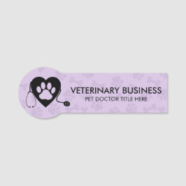 Lilac Veterinarian Paw Heart Stethescope Pet Namensschild