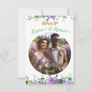 Lilac Vineyard Wedding RSVP Card