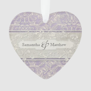 Lilac Vintag French Regency Lace Etched Wedding Ornament