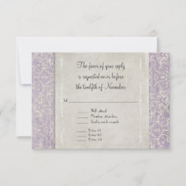 Lilac Vintag French Regency Lace Etched Wedding RSVP Karte