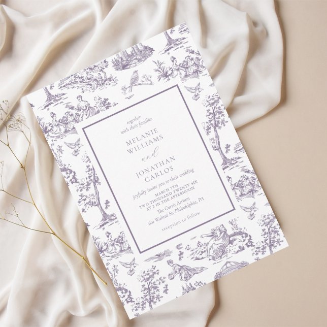 Lilac Vintag Toile Classic Wedding Einladung (Von Creator hochgeladen)