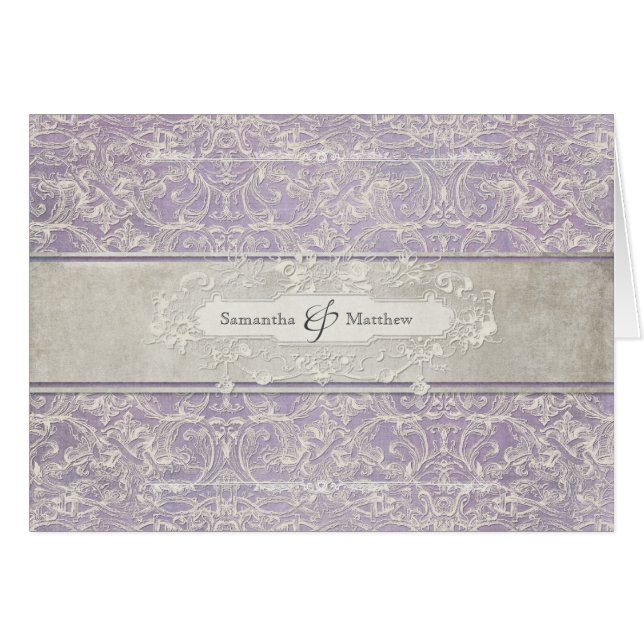 Lilac Vintage antike Spitzen Grau Cream Scrollwork (Vorderseite (Horizontal))