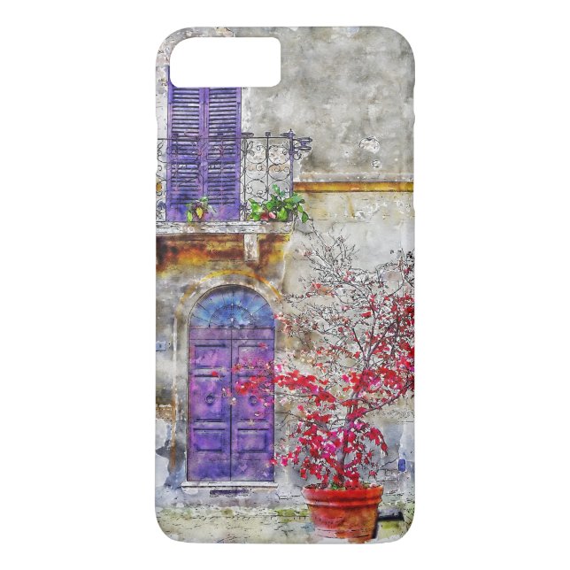Lilac Violet Door Garden Balcony Zeichnend Malerei Case-Mate iPhone Hülle (Rückseite)