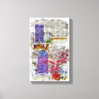 Lilac Violet Door Garden Balcony Zeichnend Malerei Leinwanddruck
