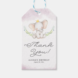 Lilac Watercolor Baby Elephant Geburtstag Vielen D Geschenkanhänger