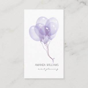 Lilac Watercolor Balloons Eventplaner Visitenkarte
