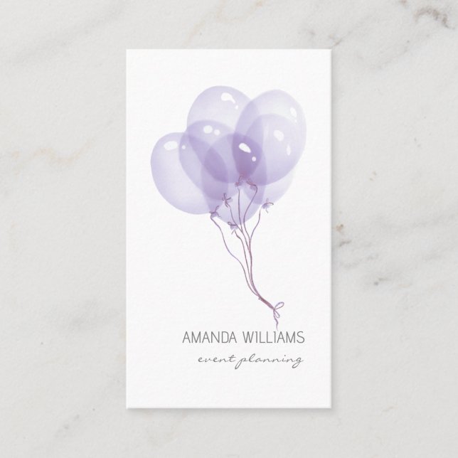 Lilac Watercolor Balloons Eventplaner Visitenkarte (Vorderseite)