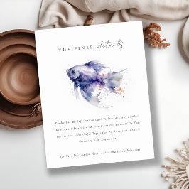 Lilac Watercolor Coastal Fish Wedding Details Begleitkarte