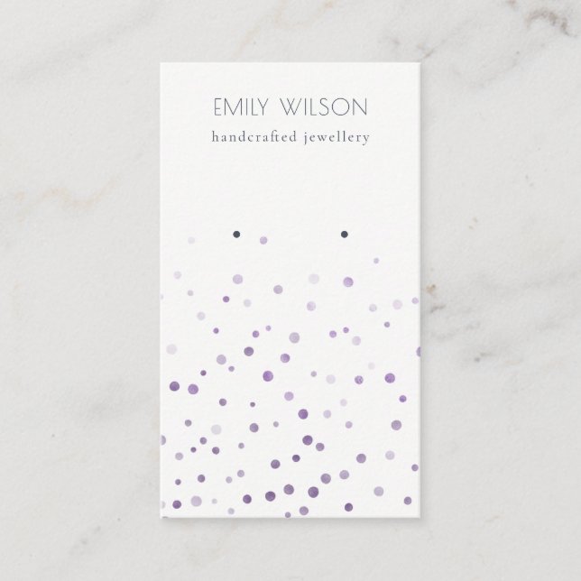 Lilac Watercolor Confetti Stud Earring Display Visitenkarte (Vorderseite)