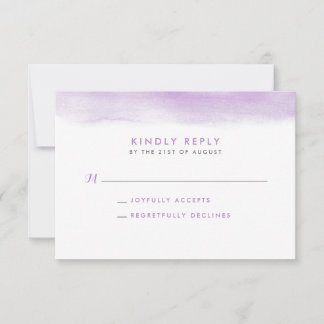 Lilac Watercolor Dip Wedding RSVP Card Einladung