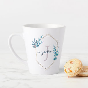 Lilac Watercolor Eucalyptus Gerahmt Monogram Milchtasse