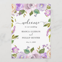 Lilac Watercolor Floral Elegante Hochzeit Programm