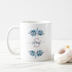 Lilac Watercolor Floral Monogram Kaffeetasse