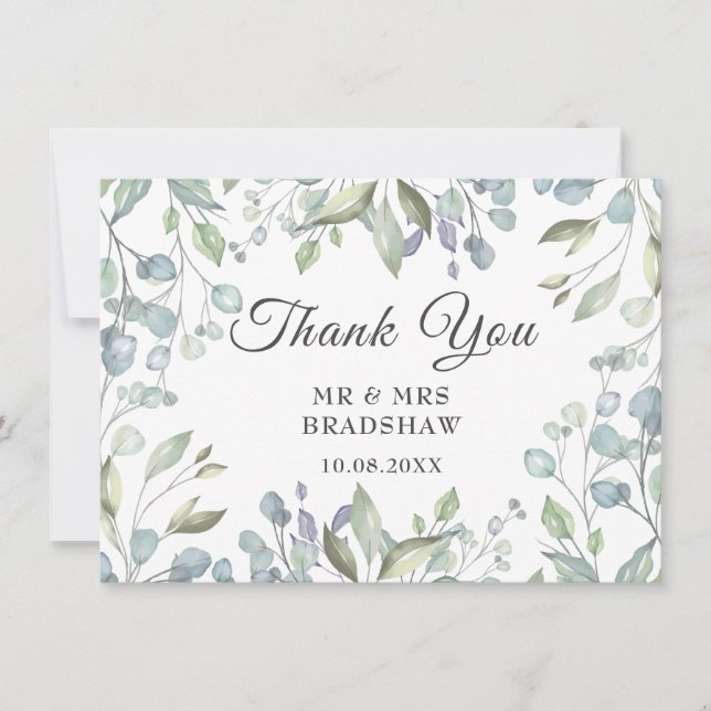 Lilac Watercolor Floral Wedding Danke Karte (Vorderseite)