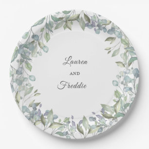 Lilac Watercolor Floral Wedding Pappteller