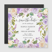 Lilac Watercolor Floral Wedding Save the Date