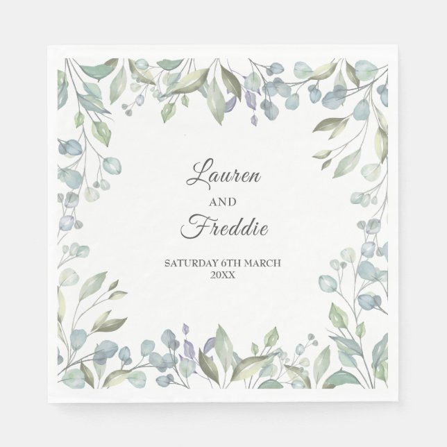 Lilac Watercolor Floral Wedding Serviette (Vorderseite)