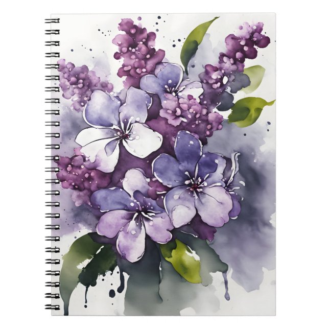 Lilac - Watercolor flowers Notizblock (Vorderseite)