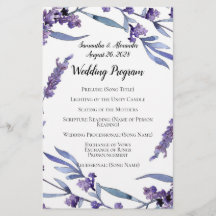 Lilac Watercolor Hochzeitsprogramm für Elegante Ho
