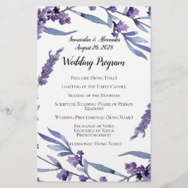 Lilac Watercolor Hochzeitsprogramm für Elegante Ho