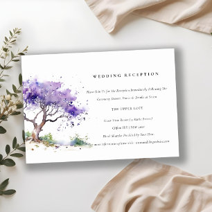 Lilac Watercolor Jacaranda Tree Wedding Empfang Begleitkarte