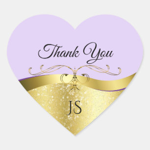 Lilac Wavy Gold mit Monogram Herz-Aufkleber