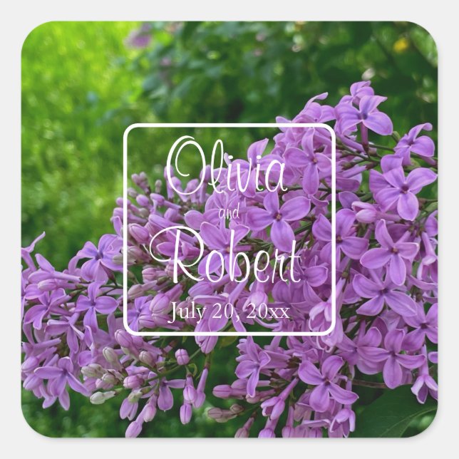 Lilac Wedding Quadratischer Aufkleber (Vorderseite)
