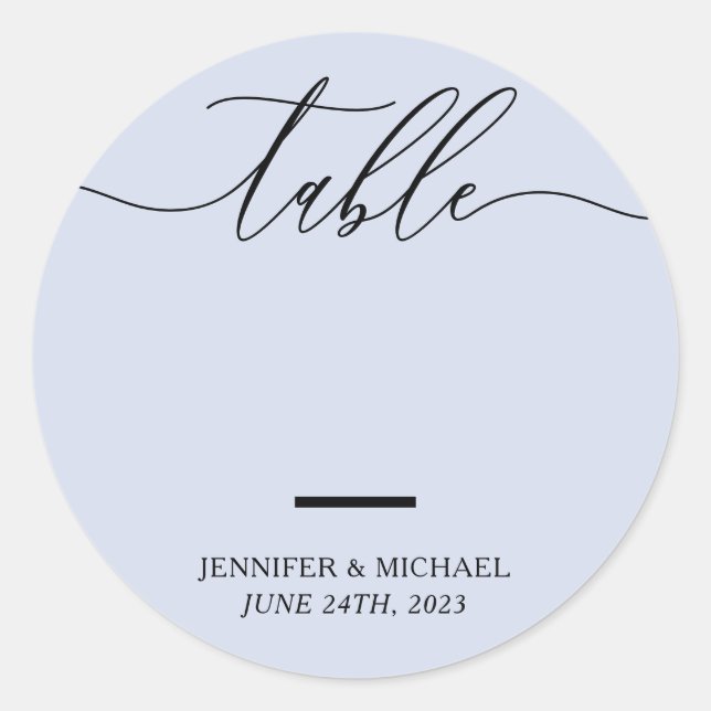 Lilac Wedding Seating Script-Tischnummer Runder Aufkleber (Vorderseite)