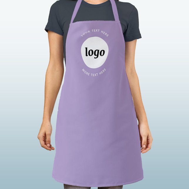 Lilac-Werbeaktion für einfache Logos Schürze (Simple logo with custom text business branding promotional pastel lilac apron)