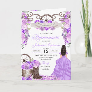 Lilac Western Charro Bi-Fold Quinceanera Einladung