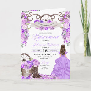 Lilac Western Charro Bi-Fold Quinceanera Einladung