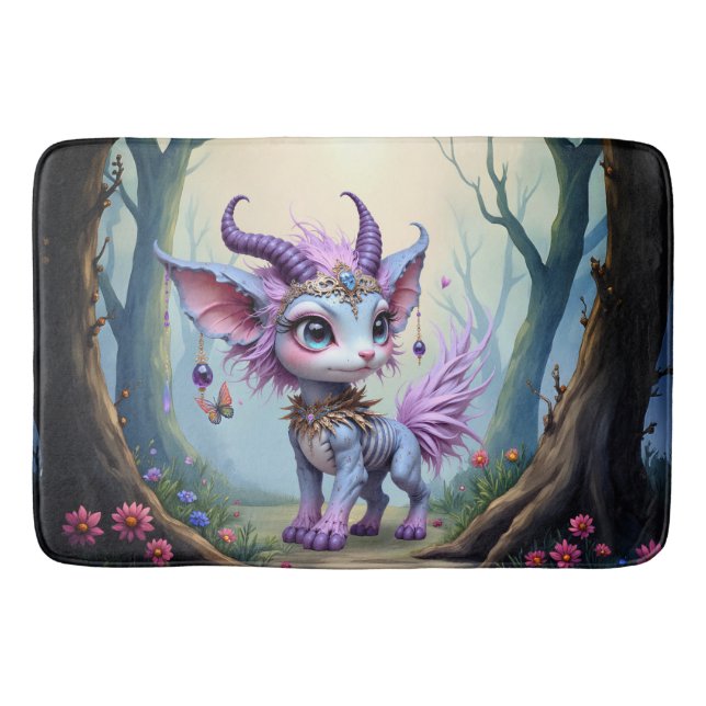 Lilac Whisper – Enchanted Forest Guardian.  Badematte (Vorderseite)