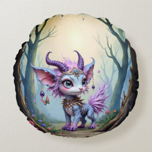 Lilac Whisper – Enchanted Forest Guardian. Rundes Kissen