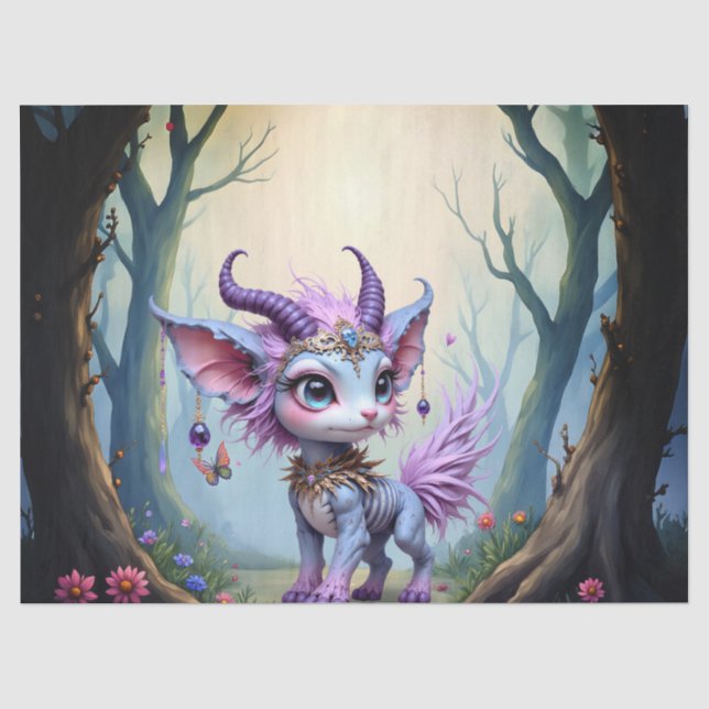 Lilac Whisper – Enchanted Forest Guardian.  Seidenpapier (Vorderseite)