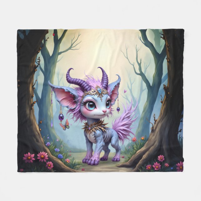 Lilac Whisper – Enchanteter Waldhüter.  Fleecedecke (Vorderseite (Horizontal))