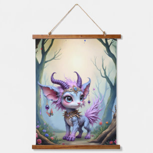 Lilac Whisper – Enchanteter Waldhüter.  Wandteppich Mit Holzrahmen