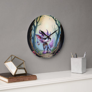 Lilac Whisper – Verwunschener Waldhüter.  Große Wanduhr