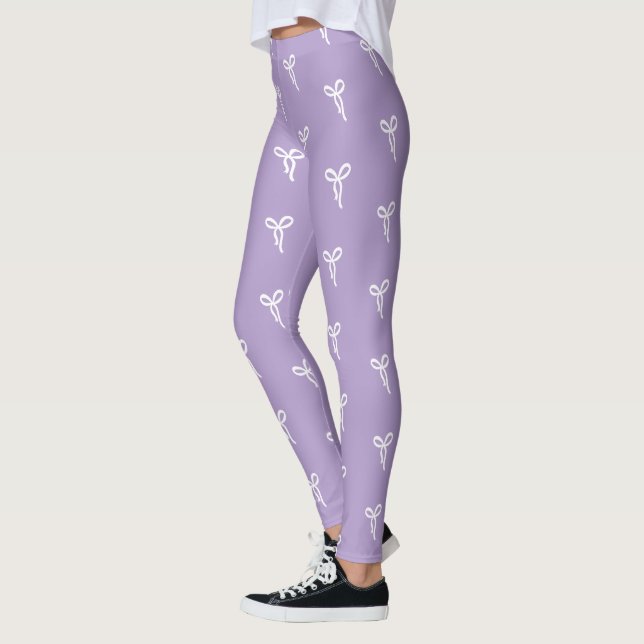 Lilac White Playful Bows Pattern Leggings (Links)