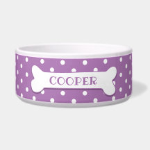 Lilac White Polka Dots Dog Bone Personalisiert Dog