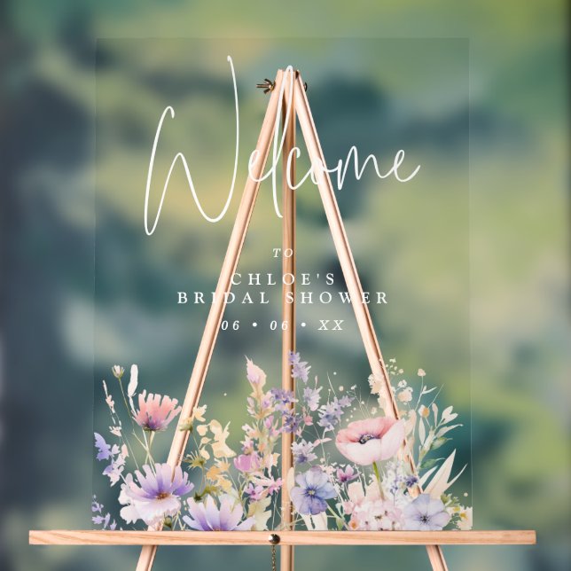 Lilac Wild Blume Brautparty Willkommen Acrylschild (Neutral)